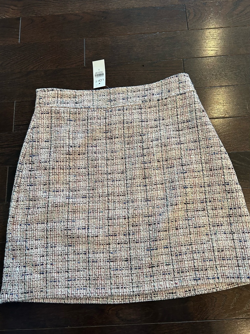 LOFT Pink Multicolor Tweed Mini Skirt